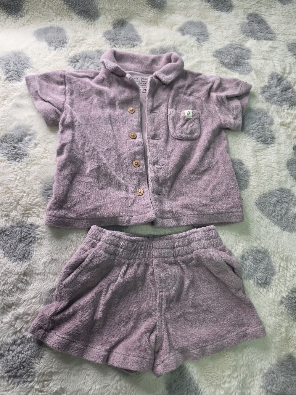 Mauve Terry Cloth Two-Piece Lounge Set - Top & Shorts